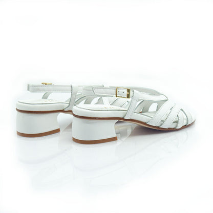 Figini - Sandali a listini con tacco 3 cm in nappa Bianca - Figini Milano