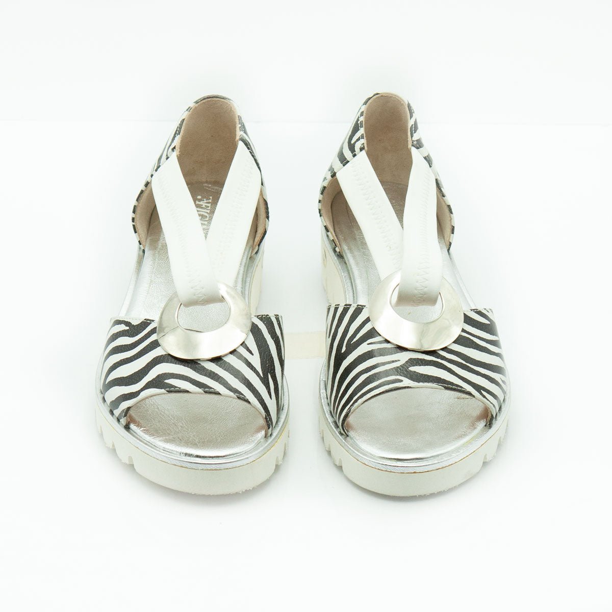 Figini - Sandali bulky con anello in animalier zebra - Figini Milano