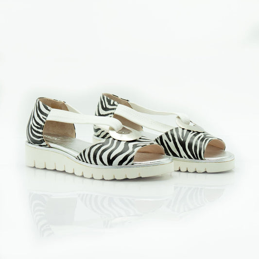 Figini - Sandali bulky con anello in animalier zebra - Figini Milano