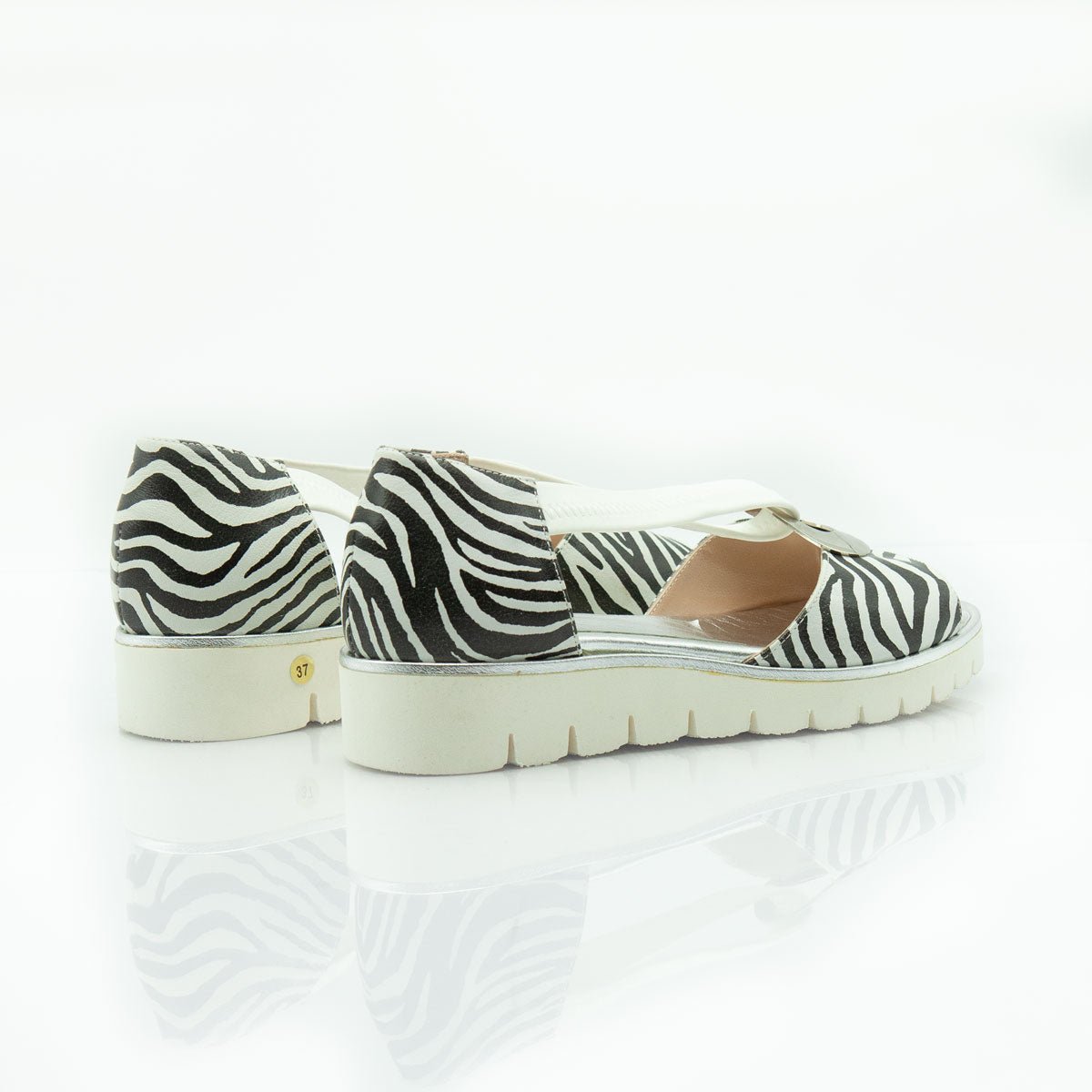 Figini - Sandali bulky con anello in animalier zebra - Figini Milano