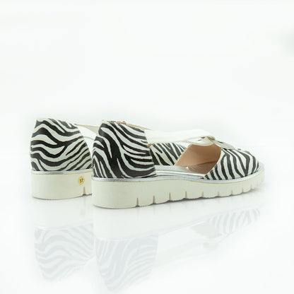 Figini - Sandali bulky con anello in animalier zebra - Figini Milano