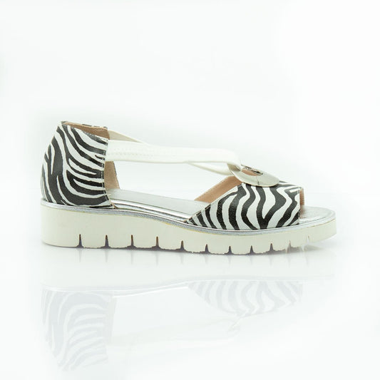 Figini - Sandali bulky con anello in animalier zebra - Figini Milano
