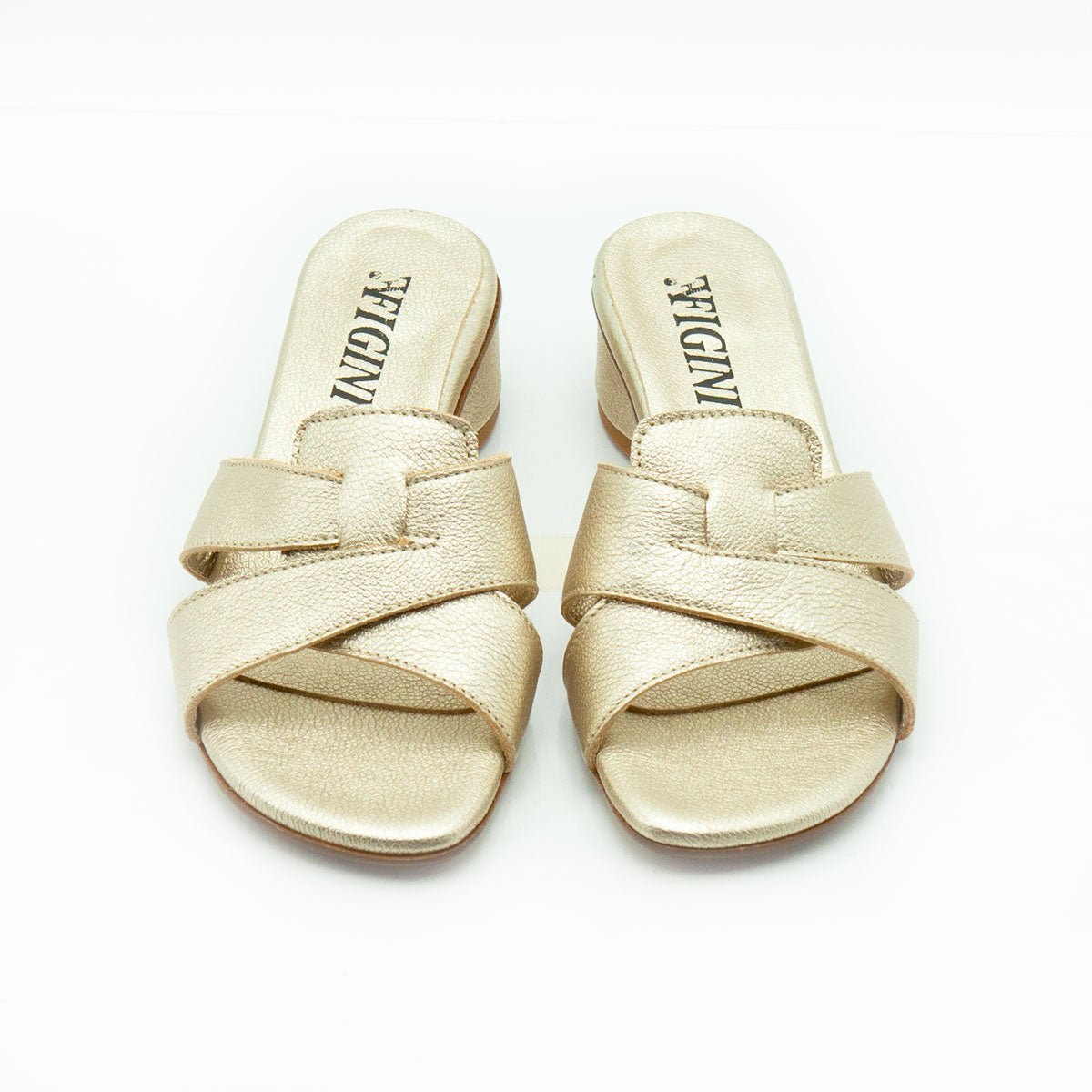 Figini - Sandali ciabattine a fasce incrociate in nappa platino - Figini Milano