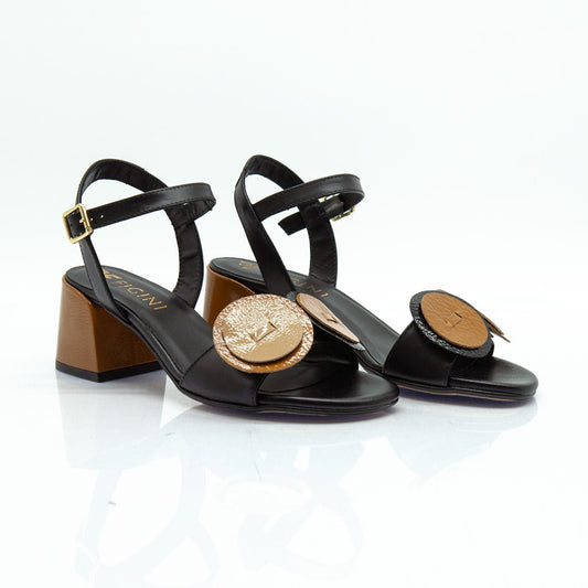 Figini Sandali con accessori e tacco 5 cm in nappa nero - Figini Milano