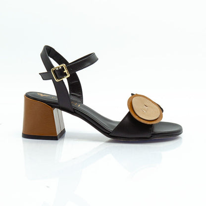 Figini Sandali con accessori e tacco 5 cm in nappa nero - Figini Milano