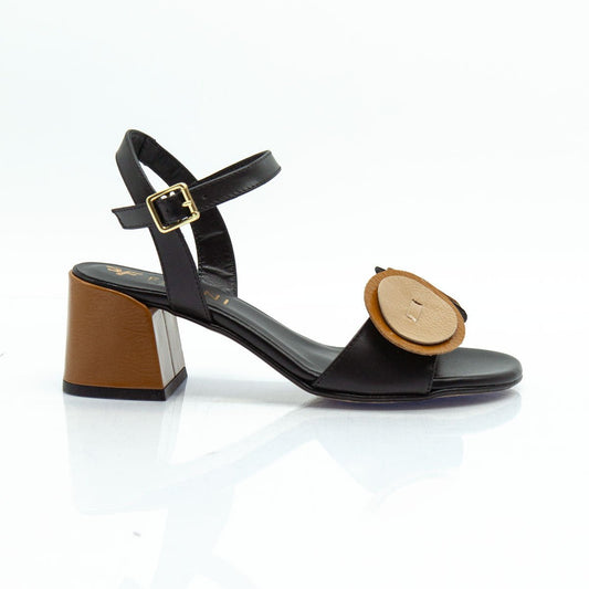 Figini Sandali con accessori e tacco 5 cm in nappa nero - Figini Milano