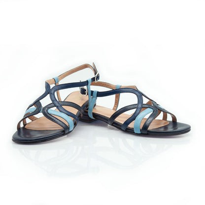 Figini - Sandali con listini intrecciati in nappa blu - Figini Milano