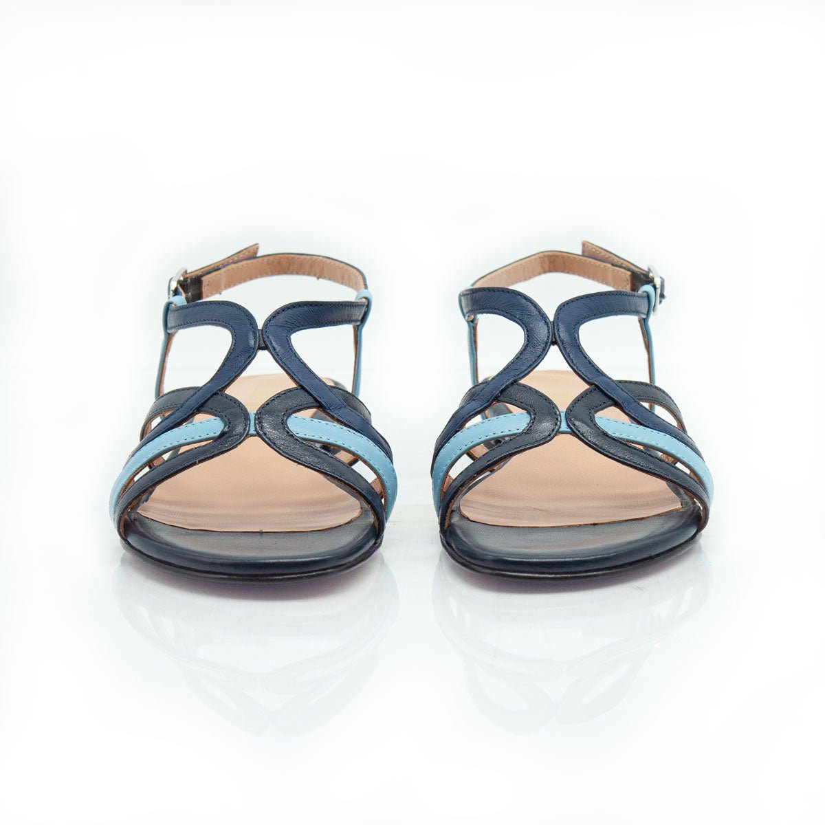Figini - Sandali con listini intrecciati in nappa blu - Figini Milano