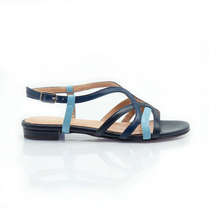 Figini - Sandali con listini intrecciati in nappa blu - Figini Milano