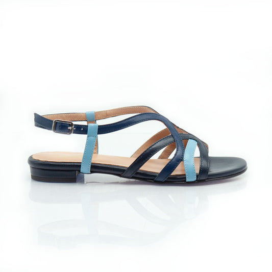 Figini - Sandali con listini intrecciati in nappa blu - Figini Milano