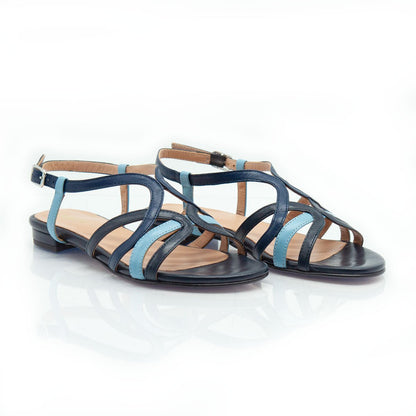 Figini - Sandali con listini intrecciati in nappa blu - Figini Milano