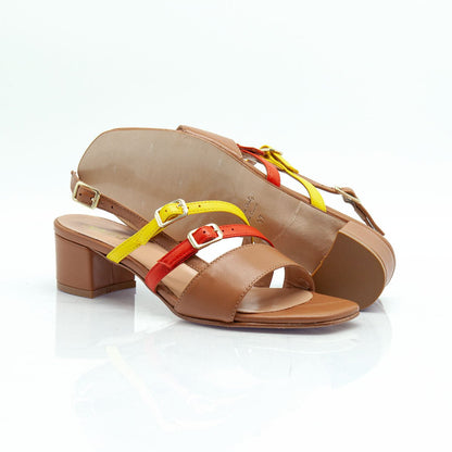 Figini - Sandali con Listini Regolabili Tacco 4 cm in nappa cuoio - Figini Milano