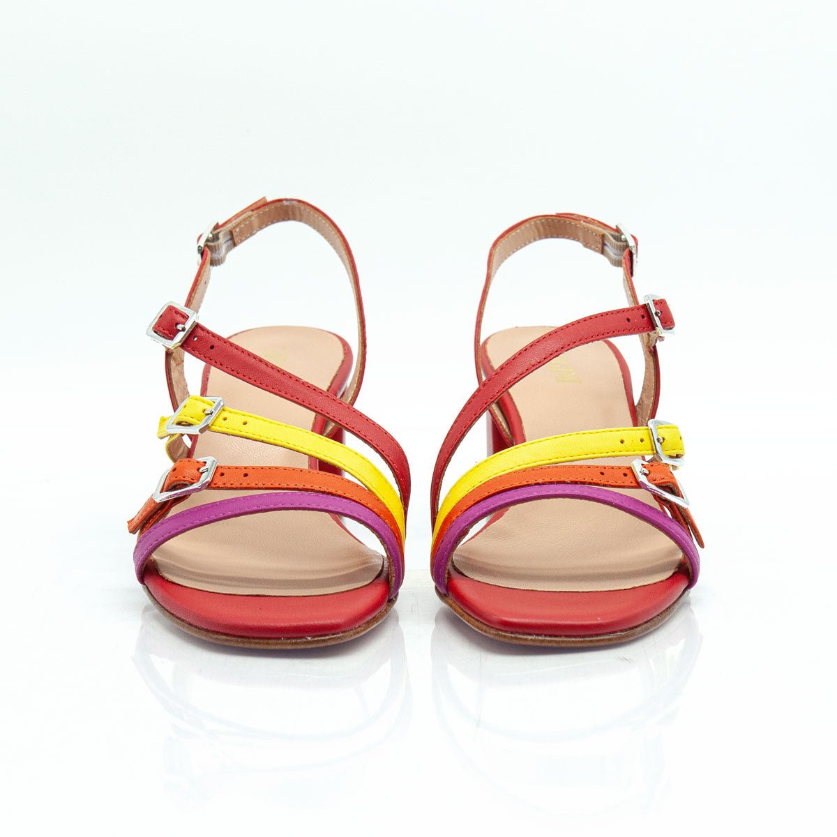 Figini - Sandali con Listini Regolabili Tacco 5 cm Rosso Multicolor - Figini Milano