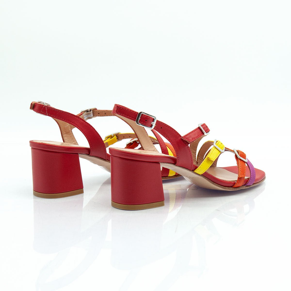Figini - Sandali con Listini Regolabili Tacco 5 cm Rosso Multicolor - Figini Milano
