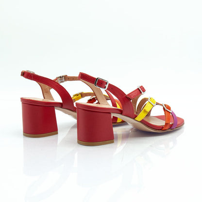 Figini - Sandali con Listini Regolabili Tacco 5 cm Rosso Multicolor - Figini Milano
