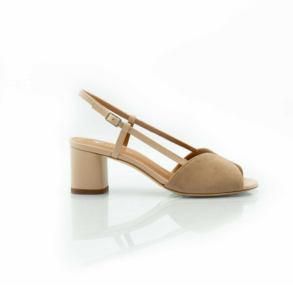 Figini - Sandali con tacco 5 cm in camoscio taupe - Figini Milano