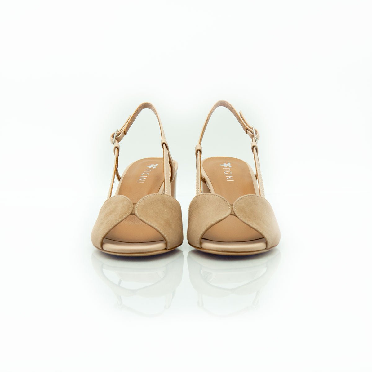 Figini - Sandali con tacco 5 cm in camoscio taupe - Figini Milano