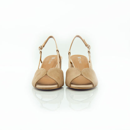 Figini - Sandali con tacco 5 cm in camoscio taupe - Figini Milano