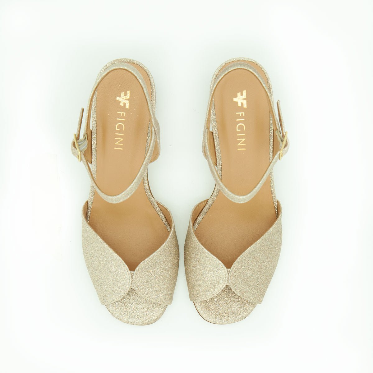 Figini - Sandali con tacco 5 cm in tessuto Platino - Figini Milano