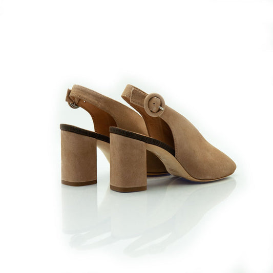 Figini - Sandali con tacco 7 cm in camoscio taupe - Figini Milano