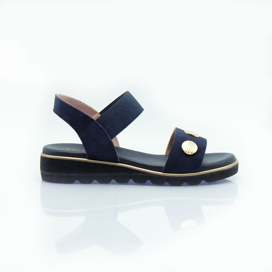 Figini - Sandali easy con zeppa in extralight in camoscio blu - Figini Milano