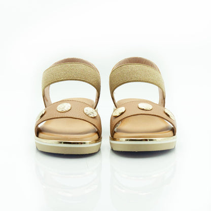 Figini - Sandali easy con zeppa in extralight in vitello cuoio - Figini Milano