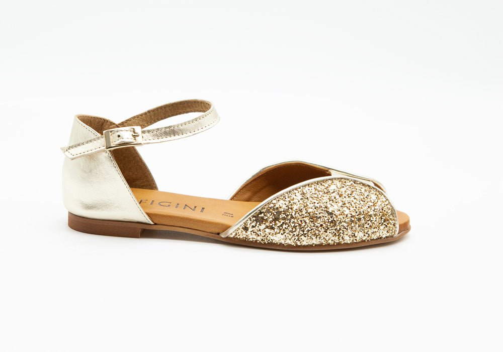 Figini - Sandali Glitter con tacco 1 cm in Platino - Figini Milano