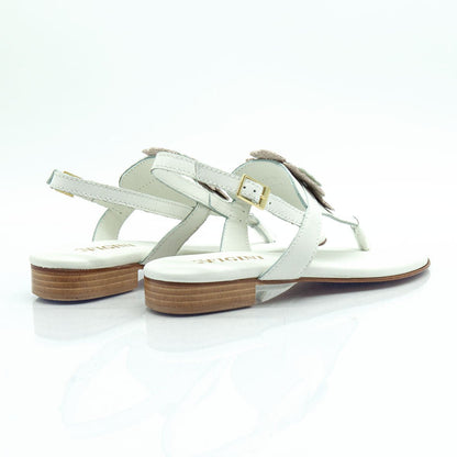 Figini - Sandali infradito con accessorio fiore in nappa bianco - Figini Milano