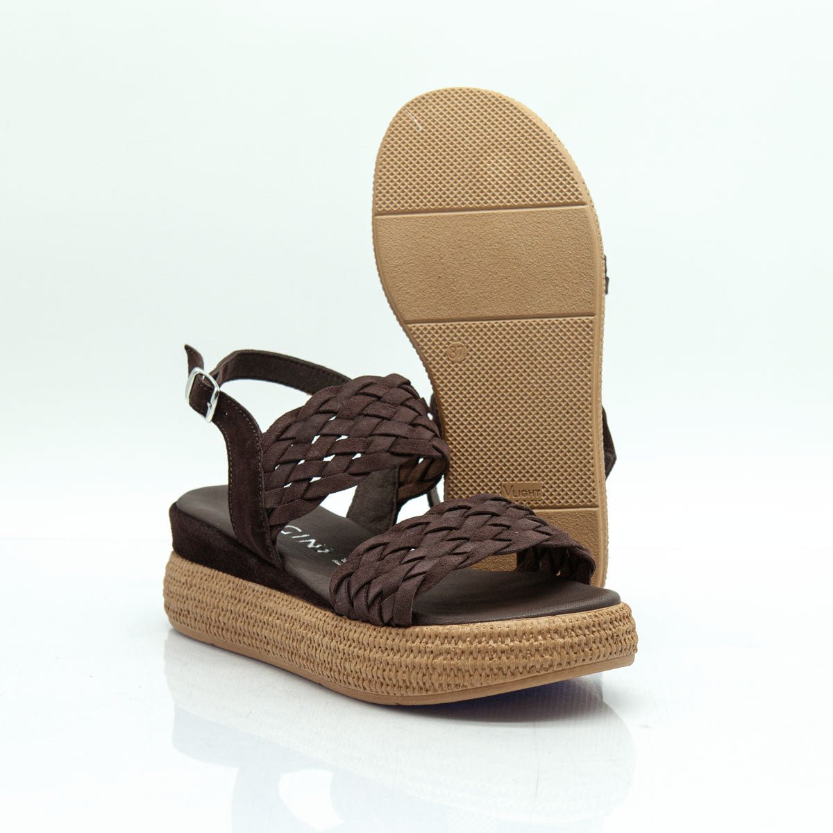 Figini - Sandali intrecciati con platform 5 cm in camoscio Testamoro - Figini Milano
