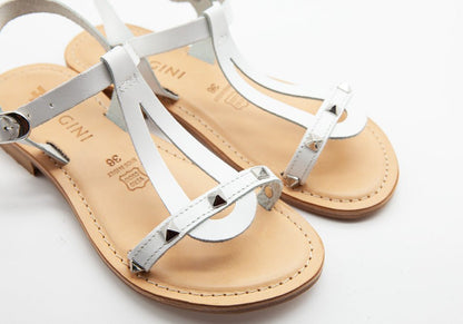 Figini - Sandali Minimal con borchie in Vacchetta Bianca - Figini Milano