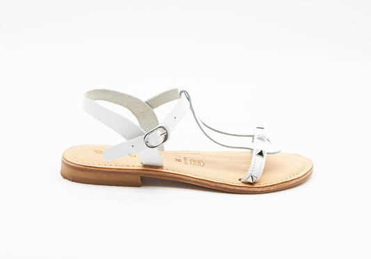 Figini - Sandali Minimal con borchie in Vacchetta Bianca - Figini Milano
