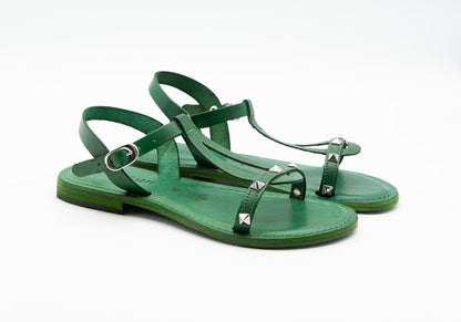 Figini - Sandali Minimal con borchie in Vacchetta Verde - Figini Milano