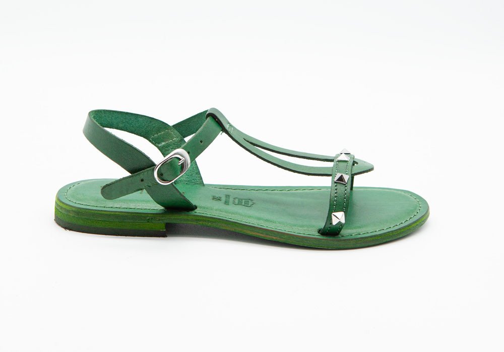 Figini - Sandali Minimal con borchie in Vacchetta Verde - Figini Milano