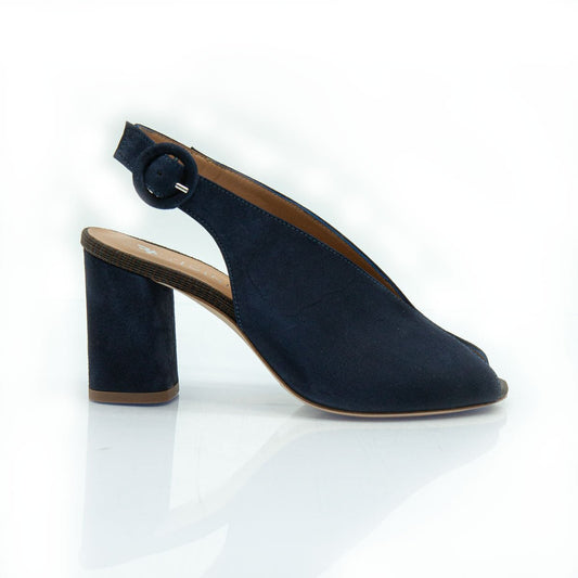 Figini - Sandali peep toe tacco 7 cm in camoscio blu - Figini Milano