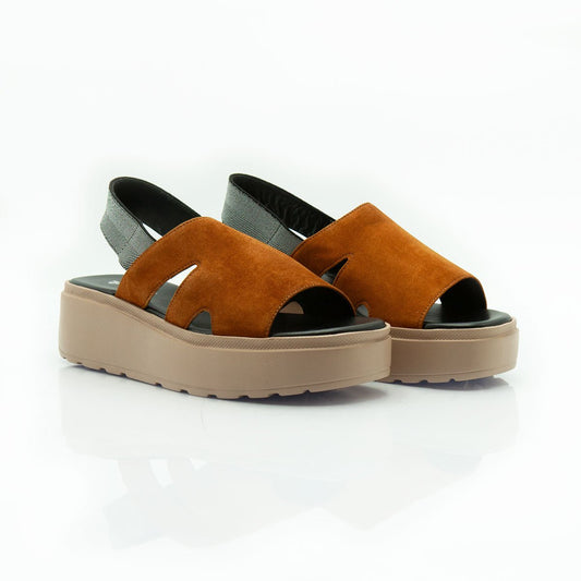 Figini - Sandali platform con cinturino elastico in camoscio cuoio - Figini Milano