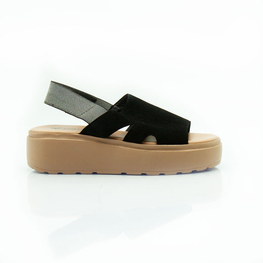 Figini - Sandali platform con cinturino elastico in camoscio nero - Figini Milano