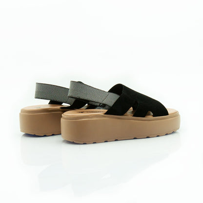 Figini - Sandali platform con cinturino elastico in camoscio nero - Figini Milano
