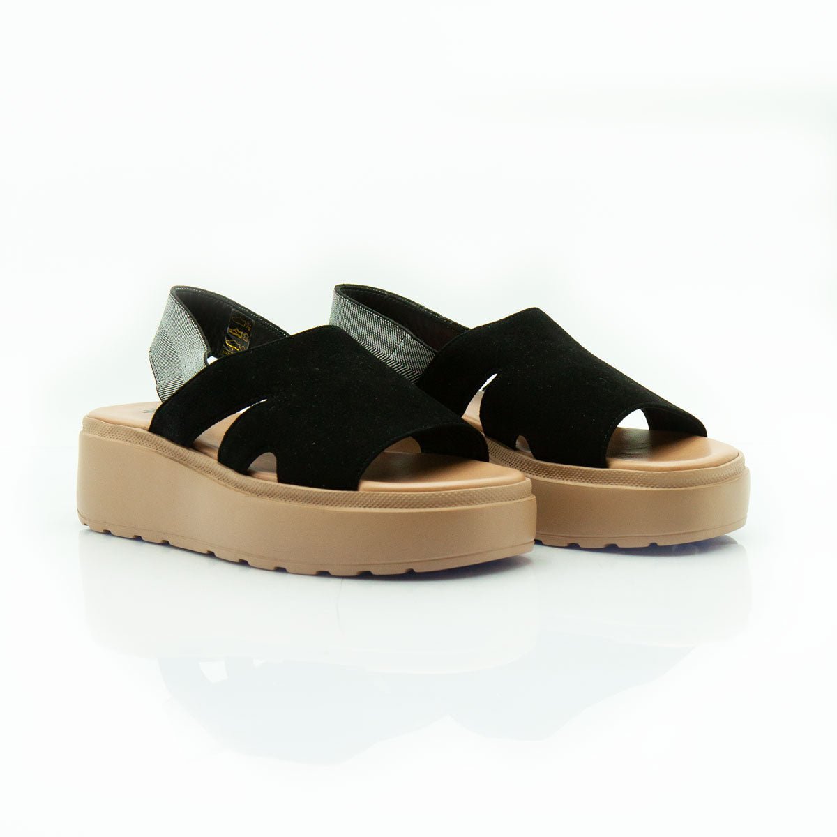 Figini - Sandali platform con cinturino elastico in camoscio nero - Figini Milano