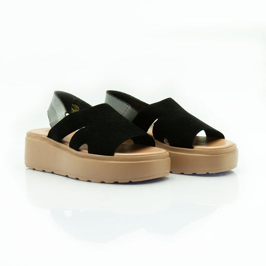 Figini - Sandali platform con cinturino elastico in camoscio nero - Figini Milano