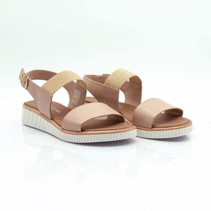 Figini - Sandali platform con elastico strass in vitello nude - Figini Milano