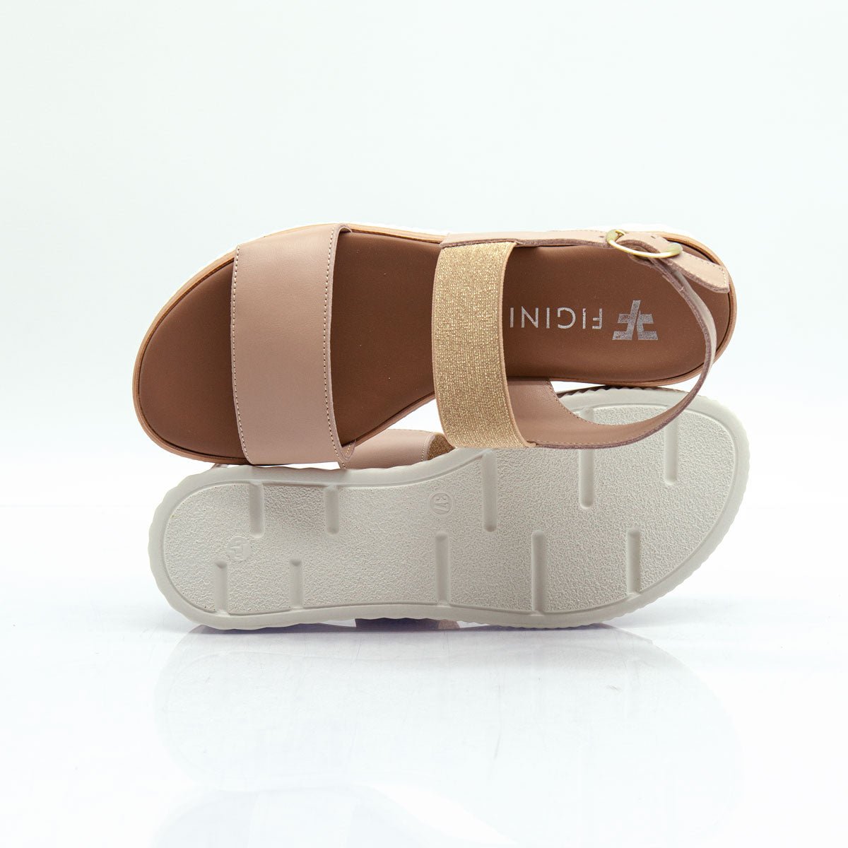 Figini - Sandali platform con elastico strass in vitello nude - Figini Milano