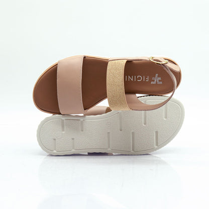 Figini - Sandali platform con elastico strass in vitello nude - Figini Milano