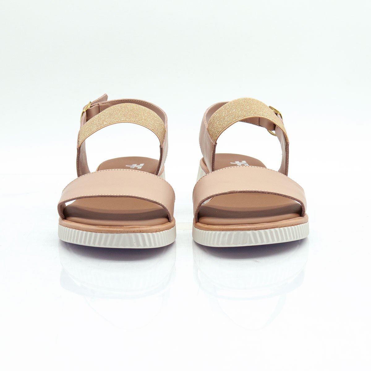 Figini - Sandali platform con elastico strass in vitello nude - Figini Milano
