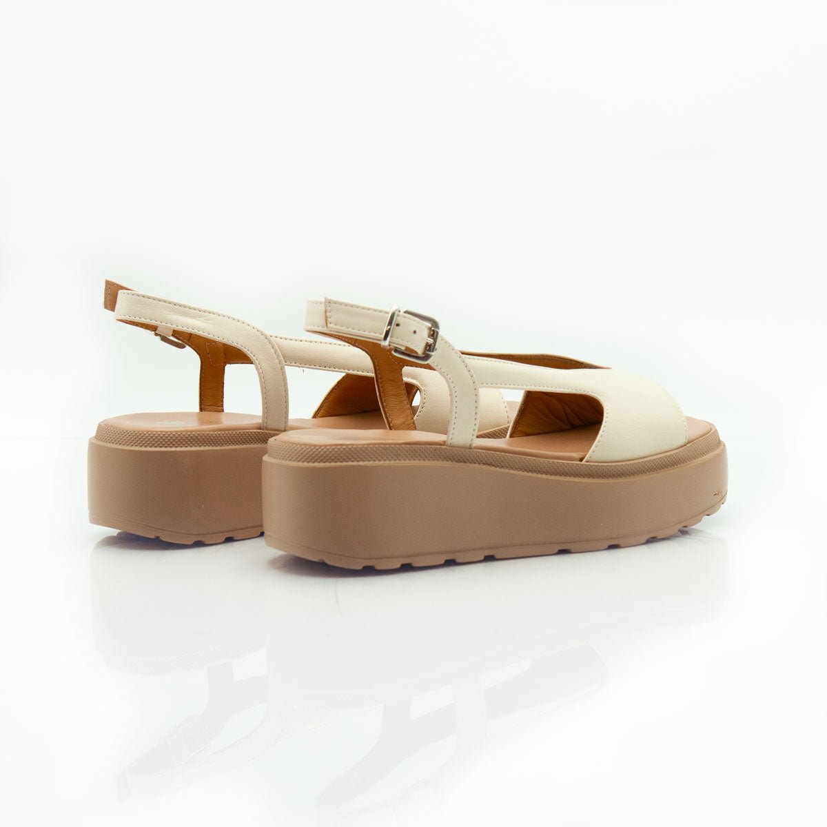Figini - Sandali platform in nappa off - white - Figini Milano