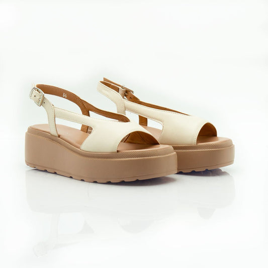 Figini - Sandali platform in nappa off - white - Figini Milano