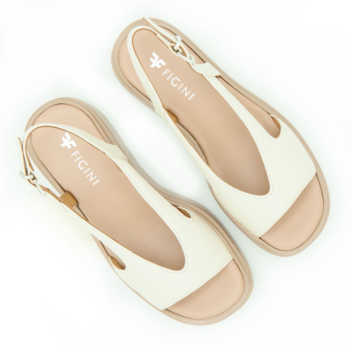 Figini - Sandali platform in nappa off - white - Figini Milano