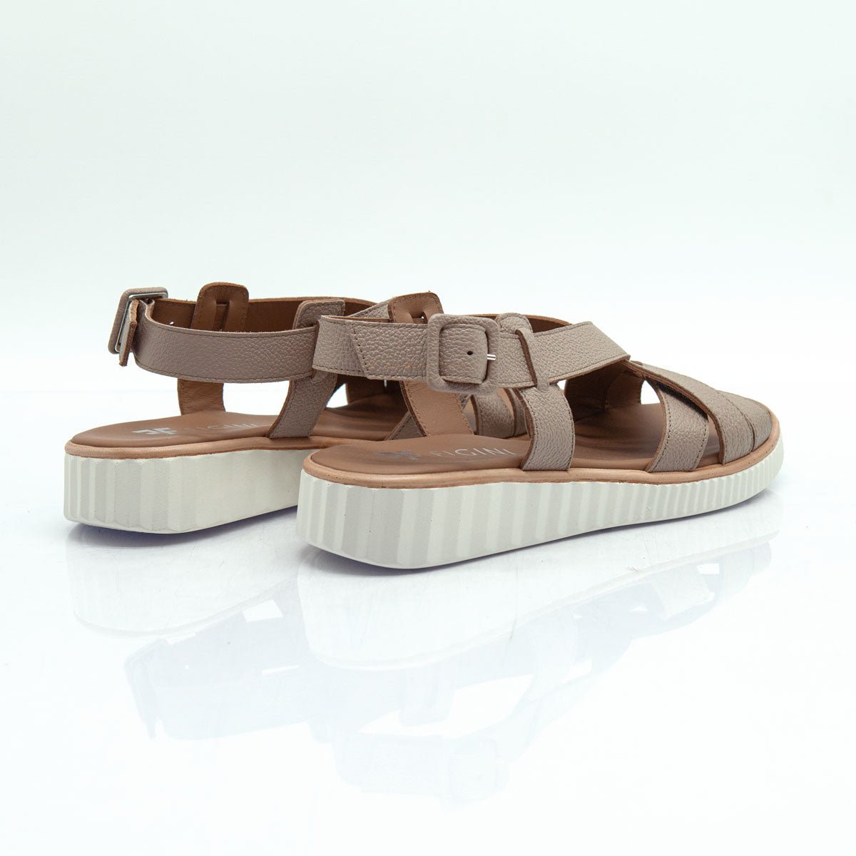 Figini - Sandali platform in vitello intrecciato taupe - Figini Milano