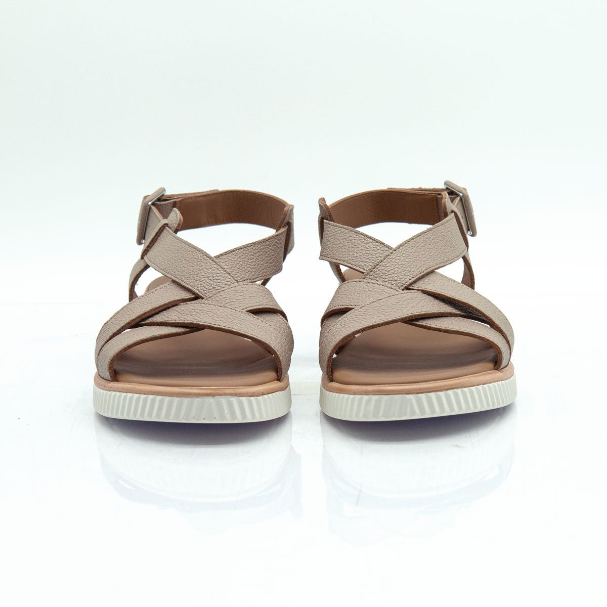 Figini - Sandali platform in vitello intrecciato taupe - Figini Milano