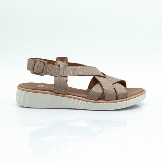 Figini - Sandali platform in vitello intrecciato taupe - Figini Milano