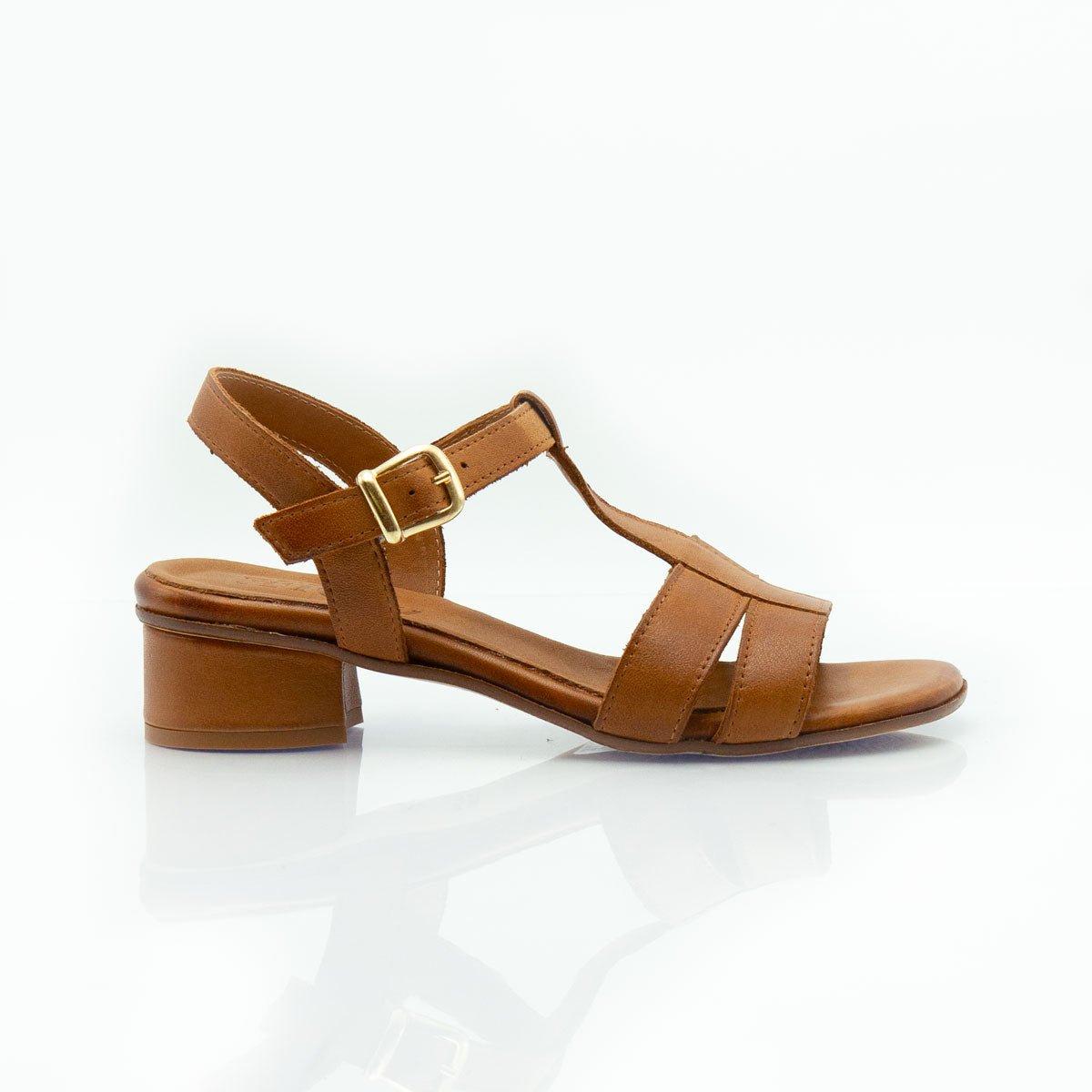 Figini - Sandali T - strap in vitello cuoio - Figini Milano